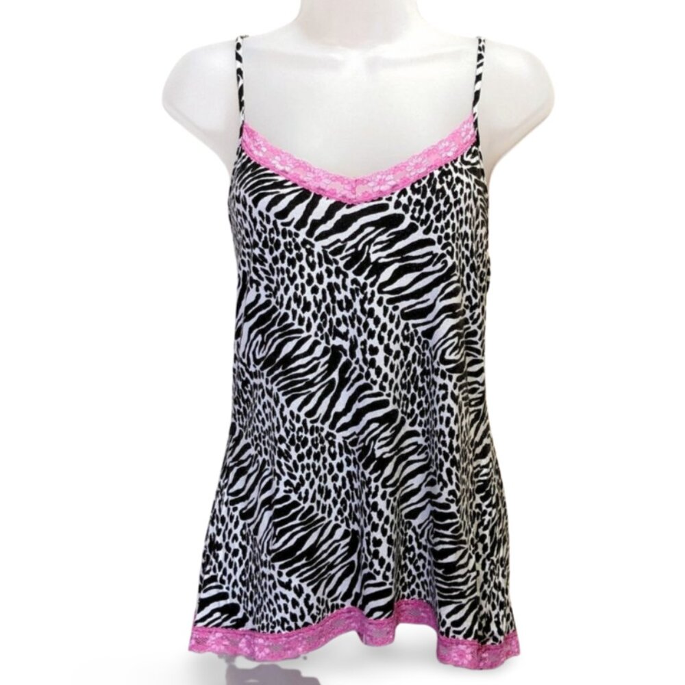 Y2K Cheetah Print Camisole Womens L Indie Sleaze Going Out Tank Top